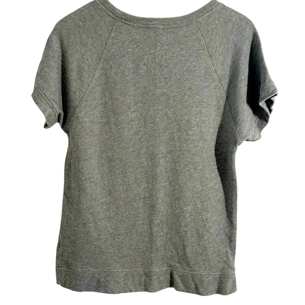 J Crew Medium Gray Terry Multicolor Floral Anchor Short Sleeve Sweatshirt